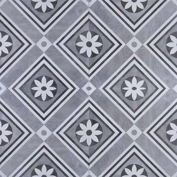 32444 GeoCeramica 60X60X4 Concreet Flower Decorate - Steenvoordeel