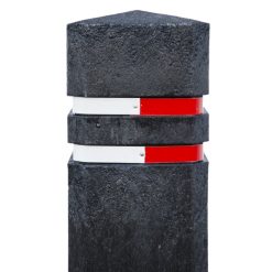 Anti-Verkeerspaal 15x15x140 cm zwart met reflectie rood-wit 75684 | Steenvoordeel
