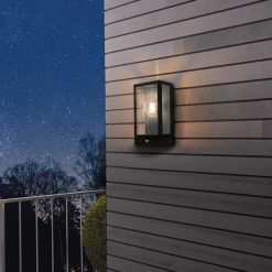 ALAMONTE wandlamp zwart E27 met sensor - Nu online bij Steenvoordeel