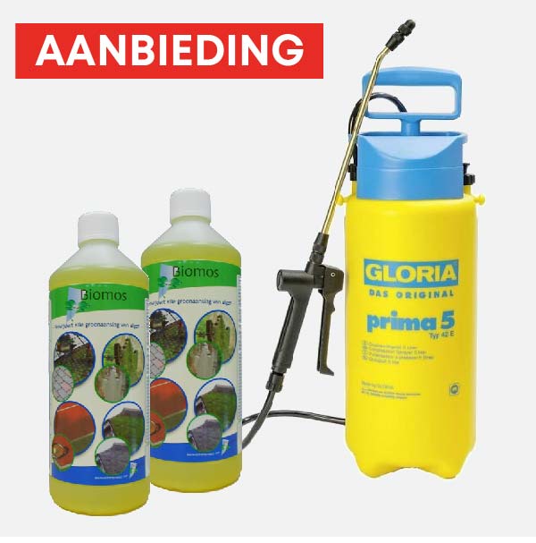 Biomos 2x1 liter met drukspuit | kopen bij steenvoordeel