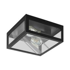 ALAMONTE plafondlamp 2xE27 zwart/glas - Nu ook online op Steenvoordeel