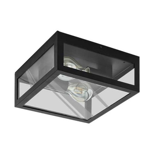 ALAMONTE plafondlamp 2xE27 zwart/glas - Nu ook online op Steenvoordeel