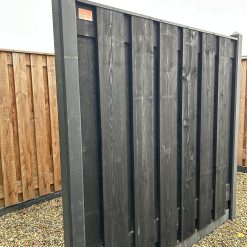 Steigerhouten tuinscherm 180x180 cm recht zwart | Bestellen bij steenvoordeel.nl